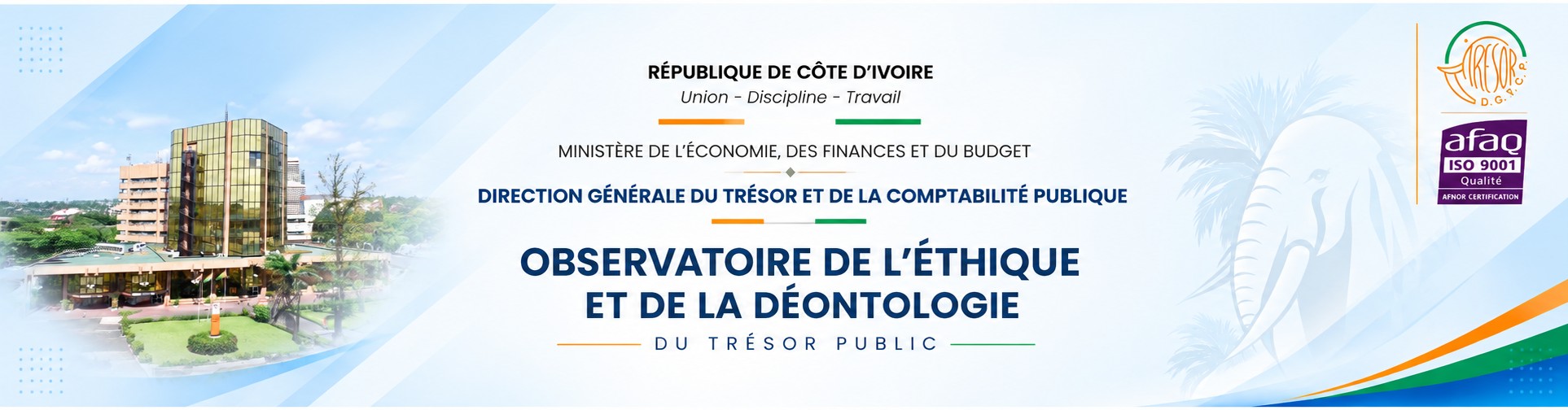Bannière-Site web Observatoire de l'Etique et de la Déontologie du Trésor Publique